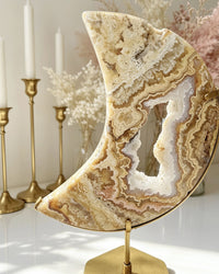Golden Crazy Lace Agate Moon On Stand No. 4