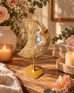 Gold Crazy Lace Agate Moon On Stand No. 4