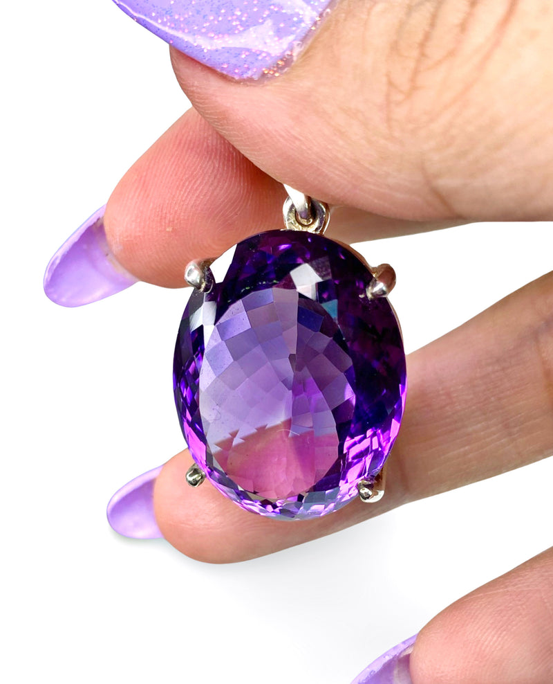 AAAA Grade Amethyst Faceted Pendant