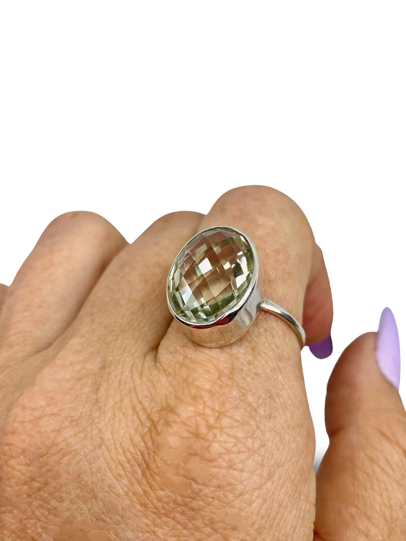 Rare AAAA Grade Green Amethyst Ring