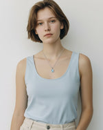 Blue Topaz Crystal Pendant – Oval Silver