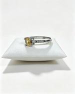 Cushion Cut Citrine with Lab Diamonds Silver Ring