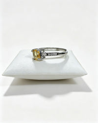 Cushion Cut Citrine with Lab Diamonds Silver Ring