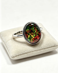 Ammolite Crystal Ring – Oval Silver
