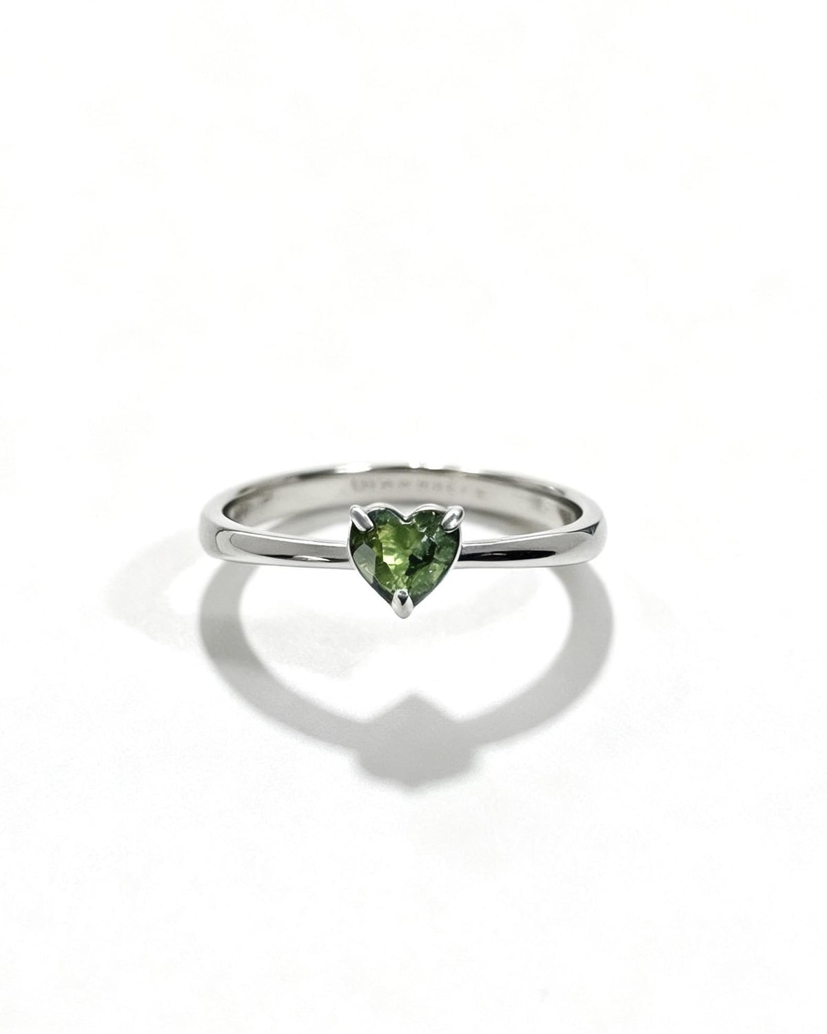 Moldavite Crystal Ring – Heart Silver