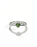 Moldavite Crystal Ring – Heart Silver