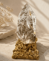 Natural Brazilian Smoky Citrine Tower On Spinning Stand
