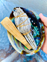 Abalone shell, palo santo and sage stick