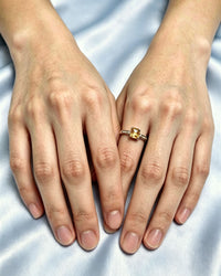 Cushion Cut Citrine with Lab Diamonds Silver Ring