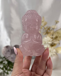 Rose Quartz Crystal Baby Buddha Carving