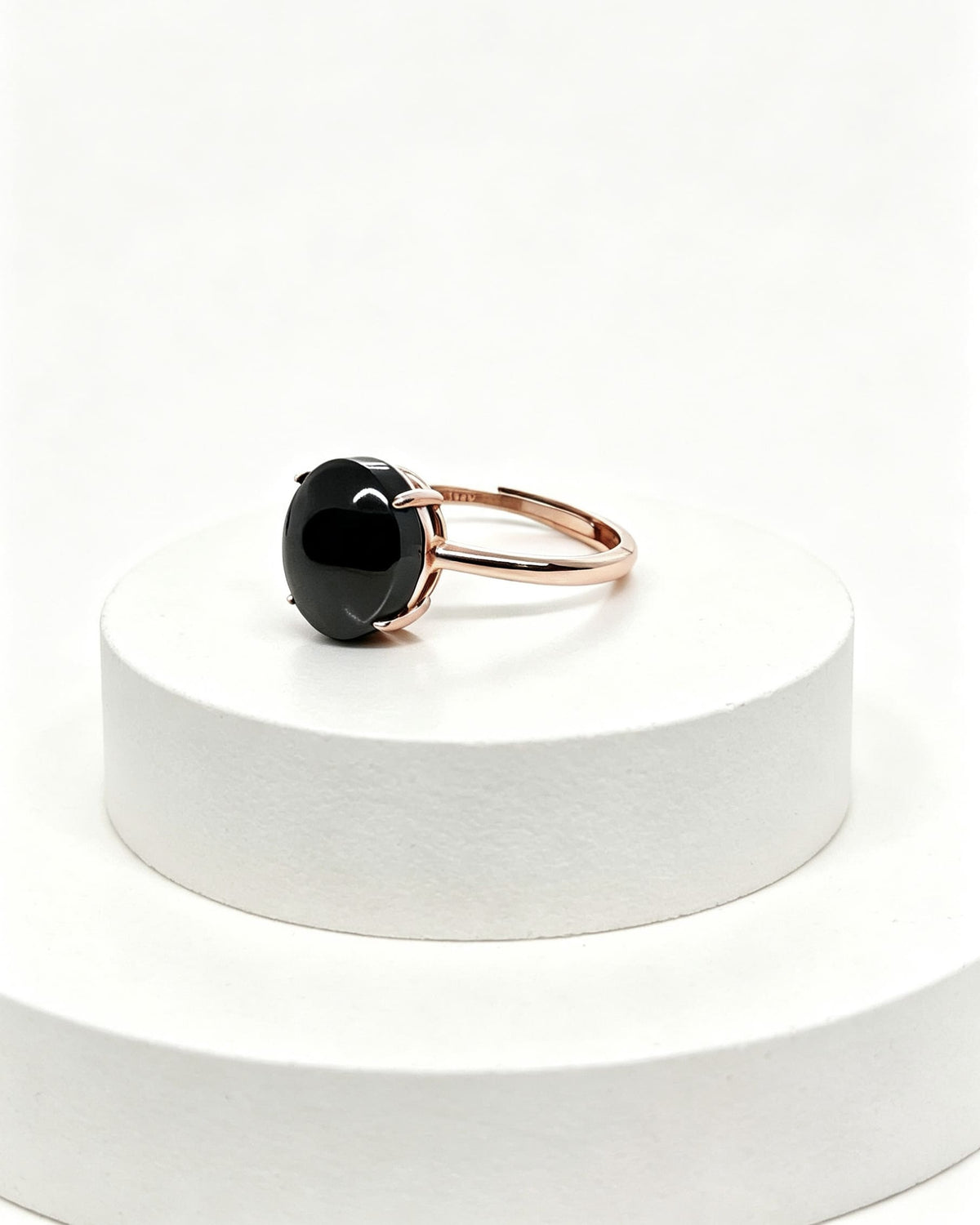 Oval Hematite Rose Gold Ring
