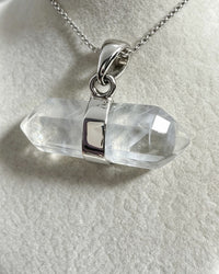 Blue Needle Silver Pendant - Double Terminated