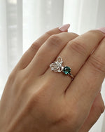 Apatite Crystal Ring – Butterfly Silver with Lab Diamonds