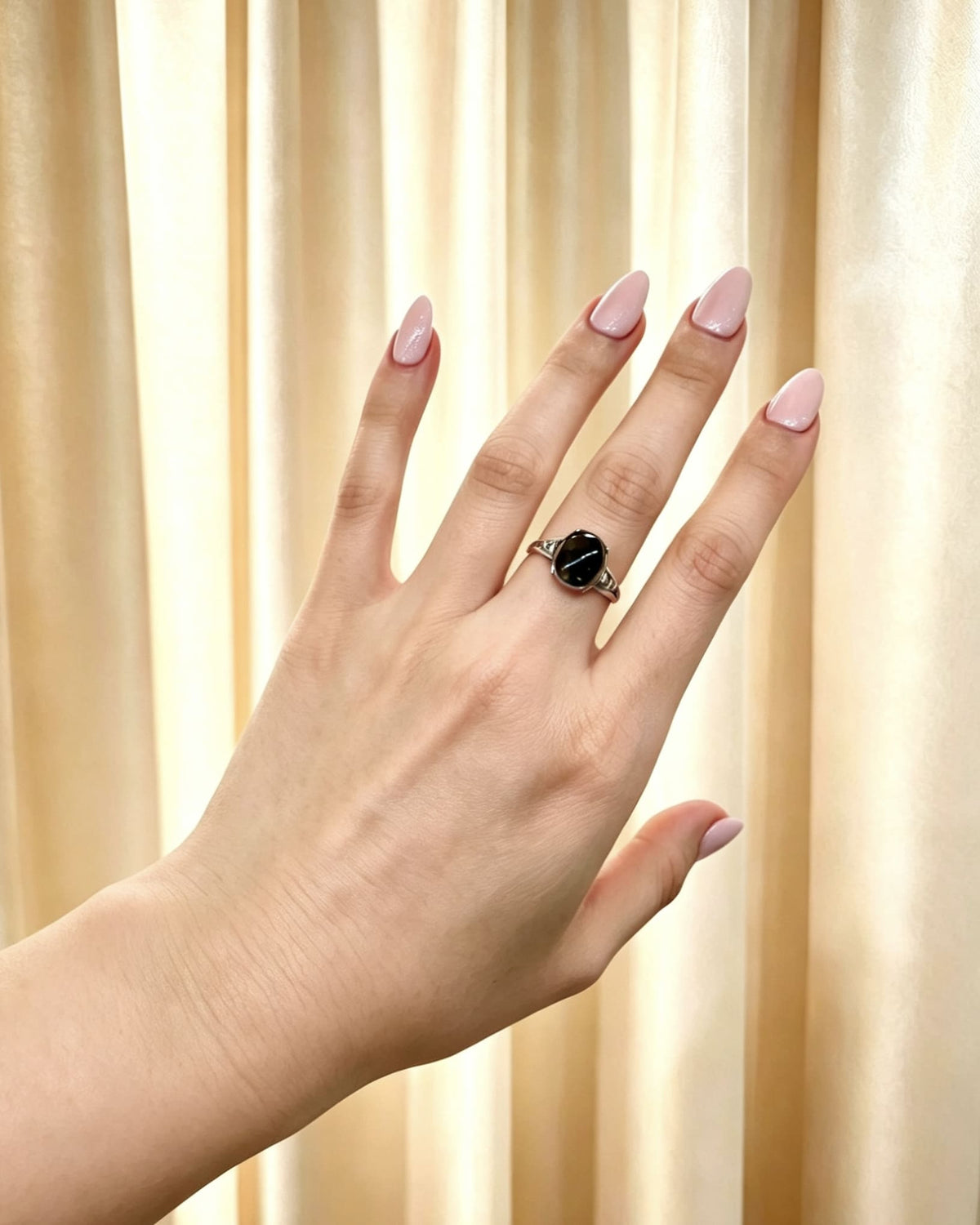 Golden Rutile & Hematite Crystal Ring – Silver with Lab Diamonds