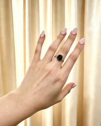 Golden Rutile & Hematite Crystal Ring – Silver with Lab Diamonds