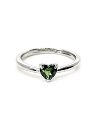 Moldavite Crystal Ring – Heart Silver