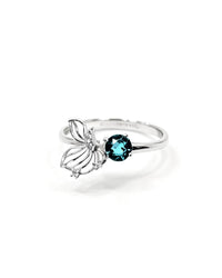 Apatite Crystal Ring – Butterfly Silver with Lab Diamonds