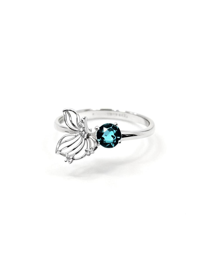 Apatite Crystal Ring – Butterfly Silver with Lab Diamonds
