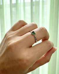 Moldavite Crystal Ring – Heart Silver