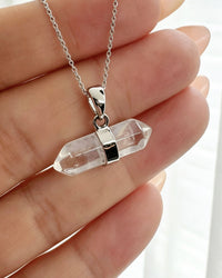 Blue Needle Silver Pendant - Double Terminated