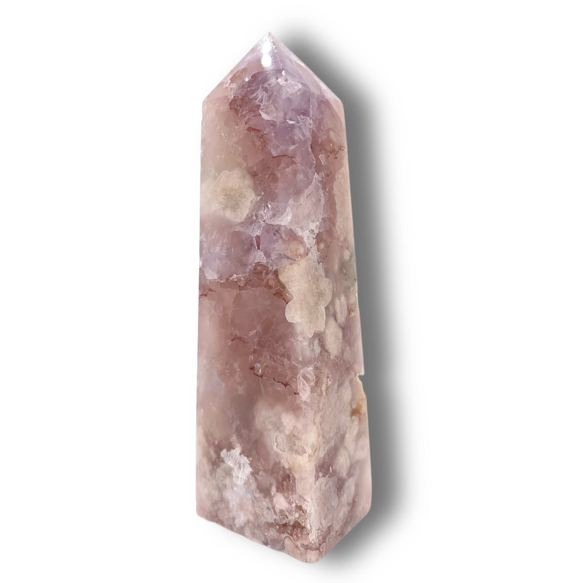 Flower Agate Obelisk with Amethyst Inclusions no. D944