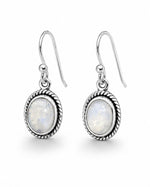 Moonstone Crystal Earrings – Silver Oval
