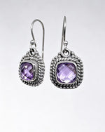 Amethyst Crystal Earrings – Cushion Cut Silver