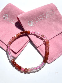 4mm Carnelian and Rose Quartz Gradient Faceted Bracelet