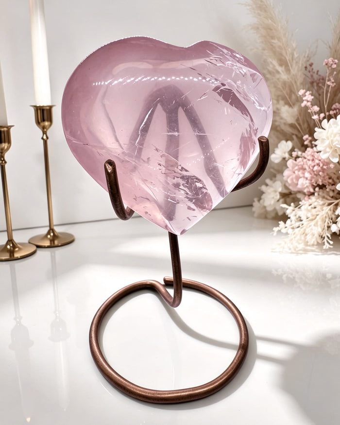 AAA Grade Rose Quartz Heart On Stand No. 2