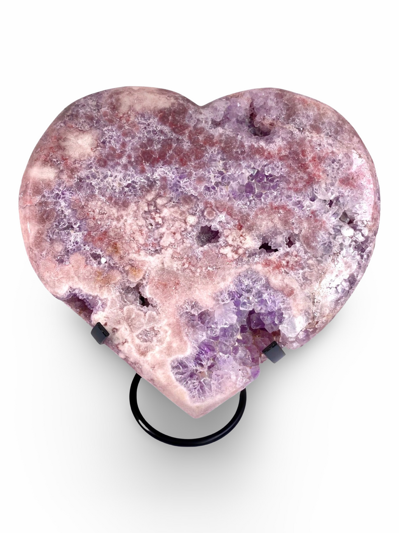 Purple Druzy Pink Amethyst Heart A126