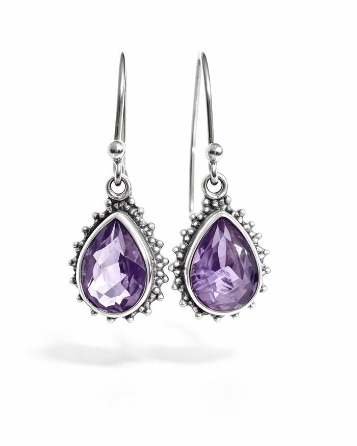 Amethyst Crystal Earrings – Drop Silver