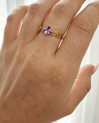 Amethyst Crystal Ring – Diamond Shape Yellow Gold