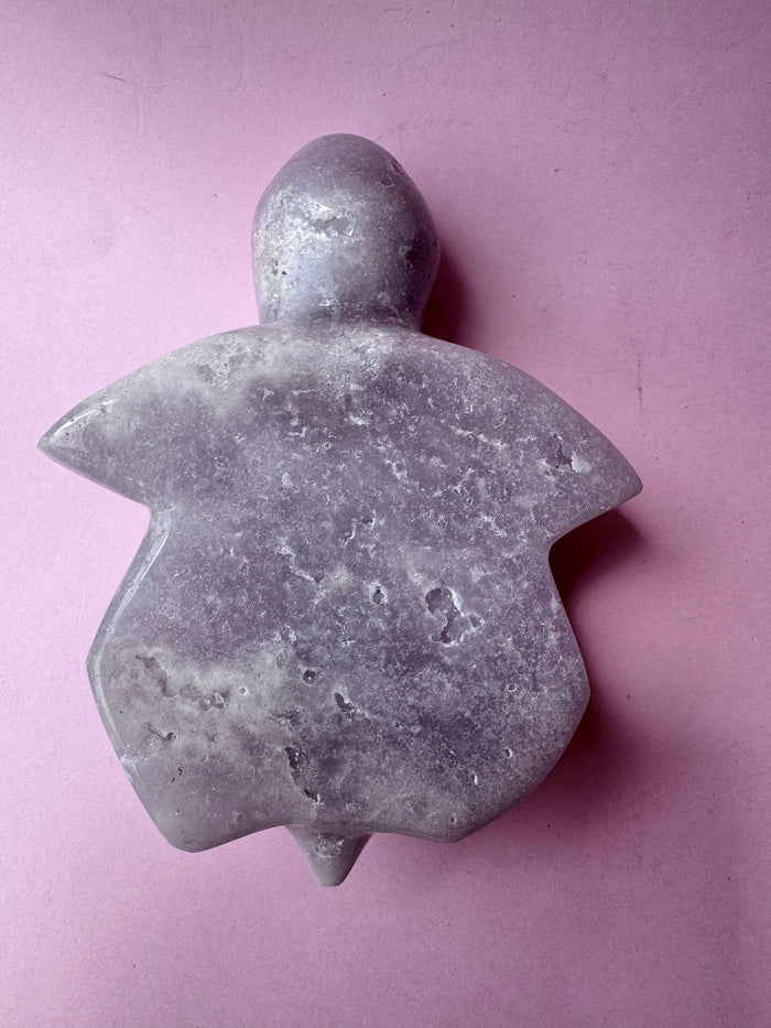 Pink Amethyst Crystal Turtle Carving