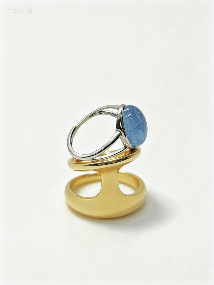 Oval Aquamarine Silver Ring