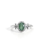 Emerald Crystal Ring – Oval Silver with Lab Diamonds