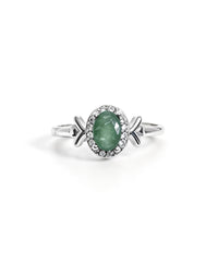Emerald Crystal Ring – Oval Silver with Lab Diamonds