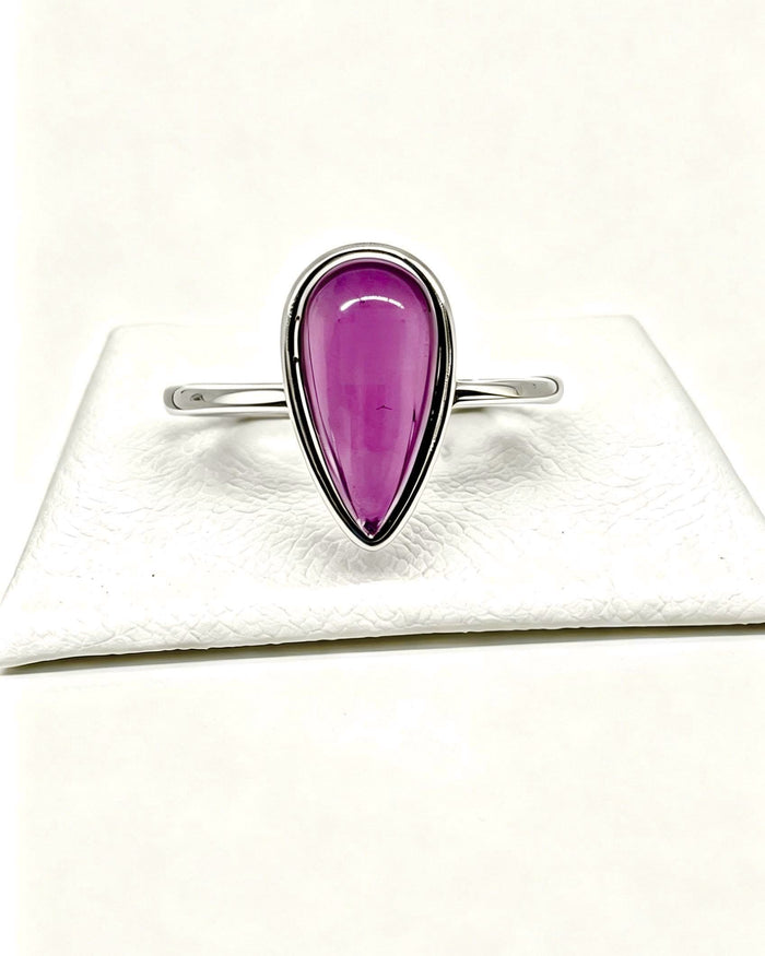 Drop Pink Tourmaline Silver Ring