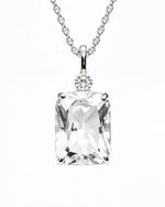 Clear Quartz Crystal Pendant – Emerald Cut Silver
