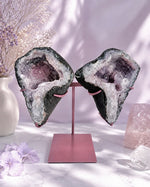 Amethyst Flower With Sugar Angel Wings On Stand