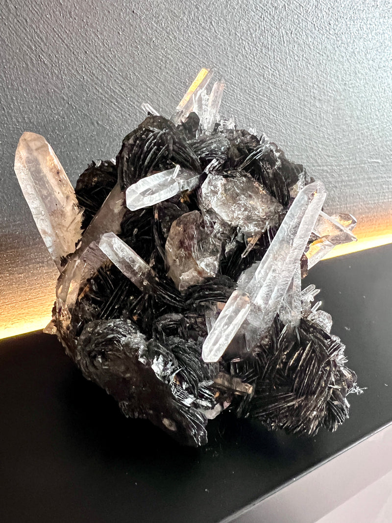 Black Rosette Hematite in Quartz Cluster no.5