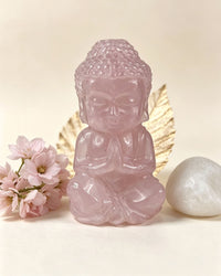 Rose Quartz Crystal Baby Buddha Carving