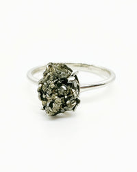 Pyrite Crystal Ring – Raw Silver No. 2