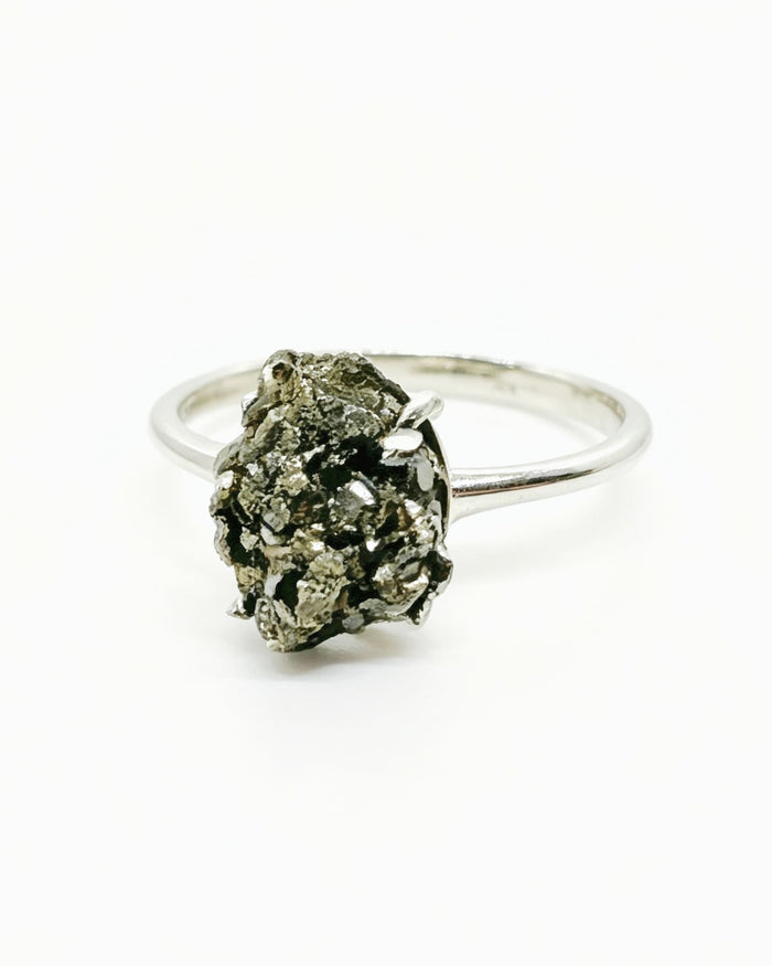 Raw Pyrite Silver Ring No. 2