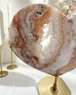 Pink Crazy Lace Agate Heart On Stand No. 7