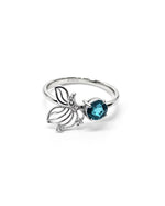 Apatite Crystal Ring – Butterfly Silver with Lab Diamonds