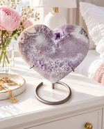 Pink Amethyst Heart On Stand