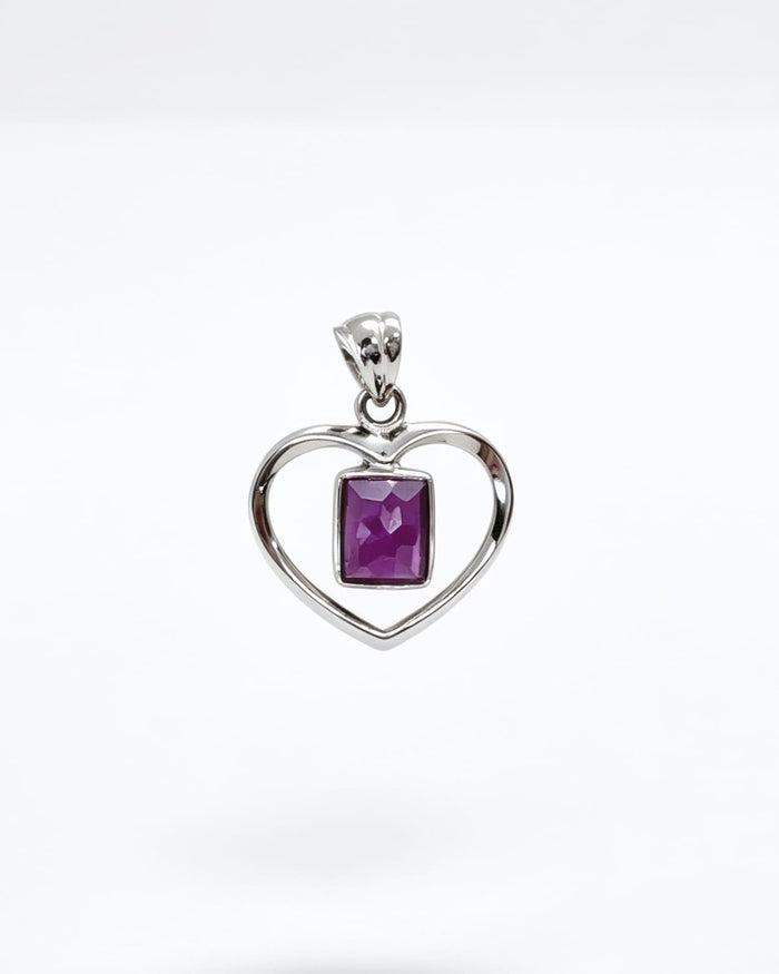 Ruby Pendant - Rectangle Silver