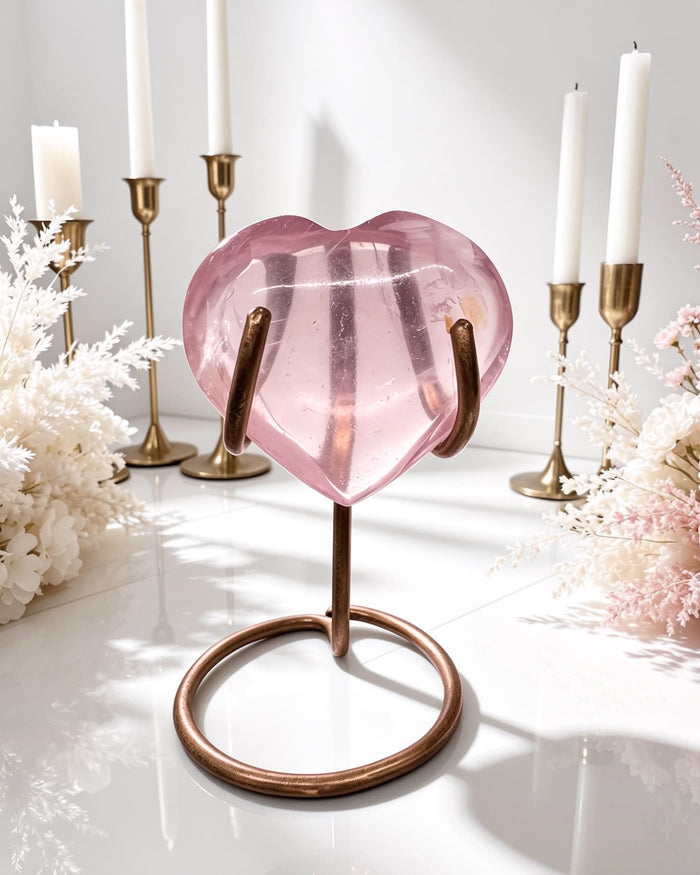 AAA Grade Rose Quartz Heart On Stand No. 3
