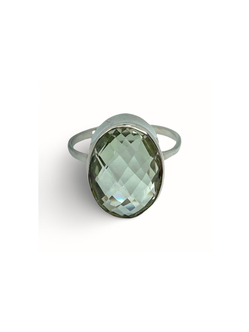 Rare AAAA Grade Green Amethyst Ring