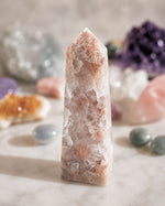 Flower Agate Obelisk with Amethyst Inclusions no. D958